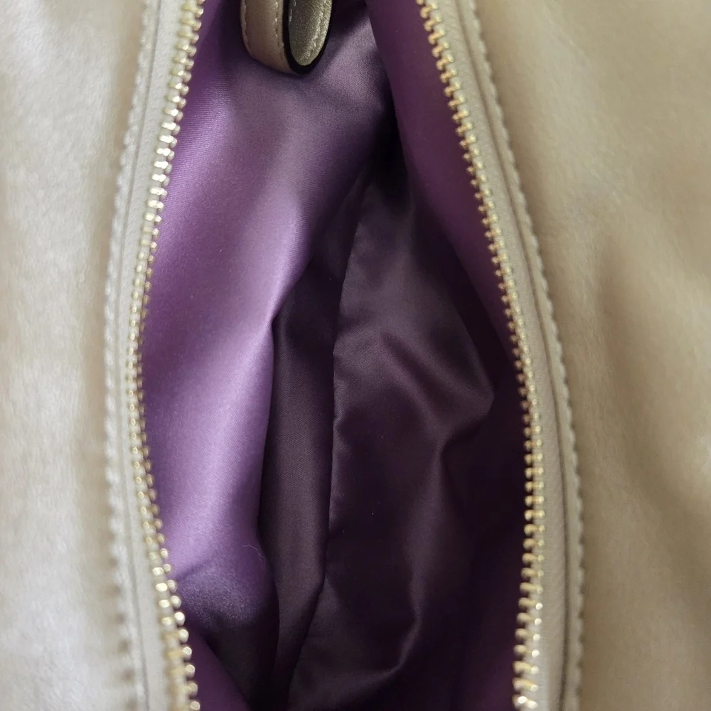 Coach Madison Phoebe Op Art Gold Sateen Purple Interior Shoulder Bag 26448